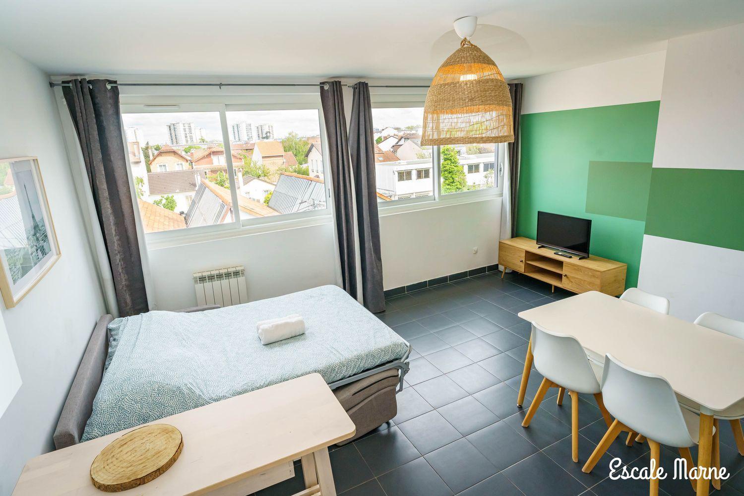 Escale-Marne Fr - 201 - Free Parking - Free Luggage Storage - All Equipped - Linen Included - Washing Machine - Luxury Emma Mattress 160X200 - 10Mn Walk Metro 8 - Rer A - Panoramic View - From 1 To 6 Guests เมซง-อัลฟอร์ ภายนอก รูปภาพ